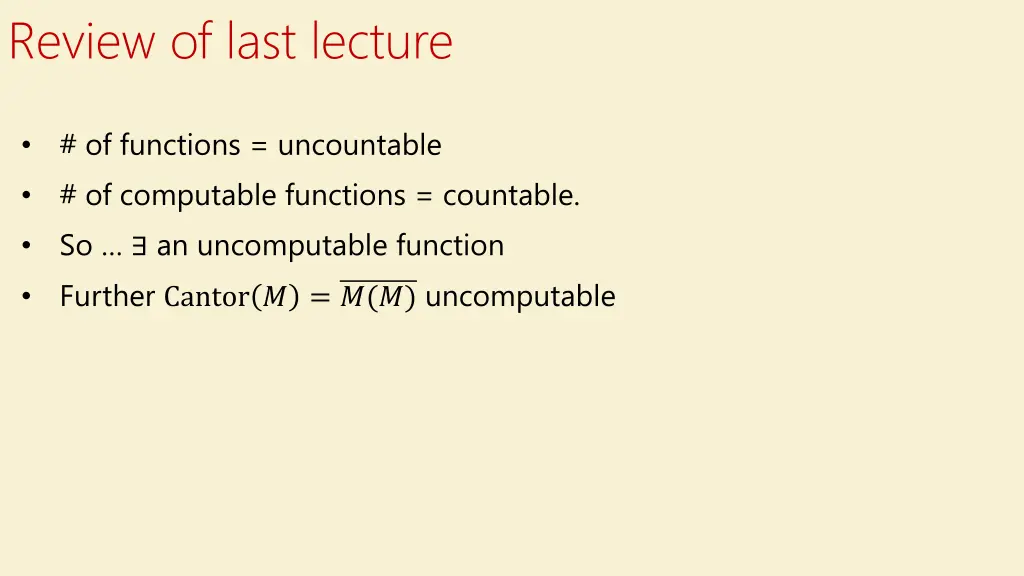 review of last lecture