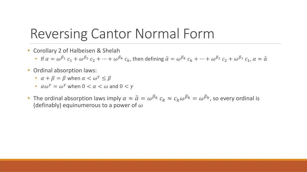 reversing cantor normal form 1