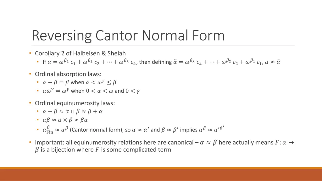 reversing cantor normal form