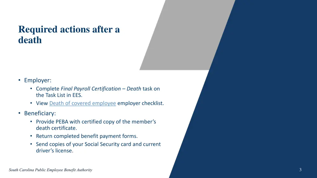 required actions after a death