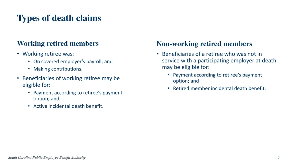 types of death claims 1