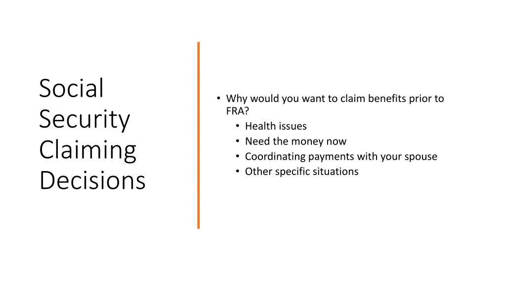 social security claiming decisions
