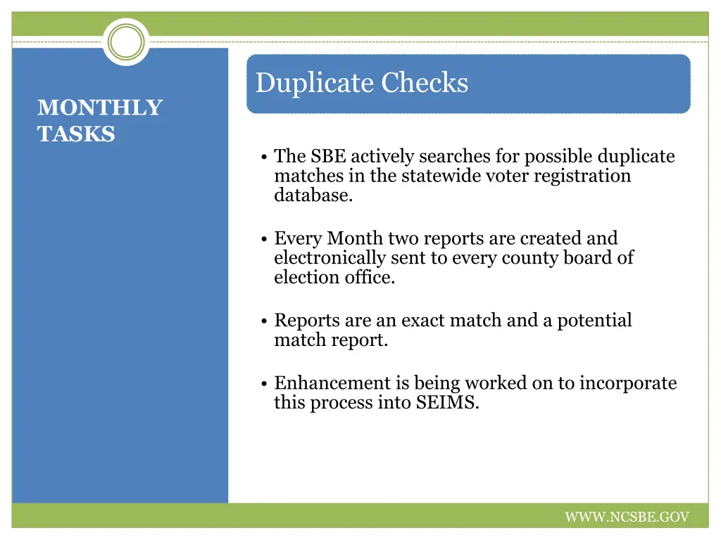 duplicate checks
