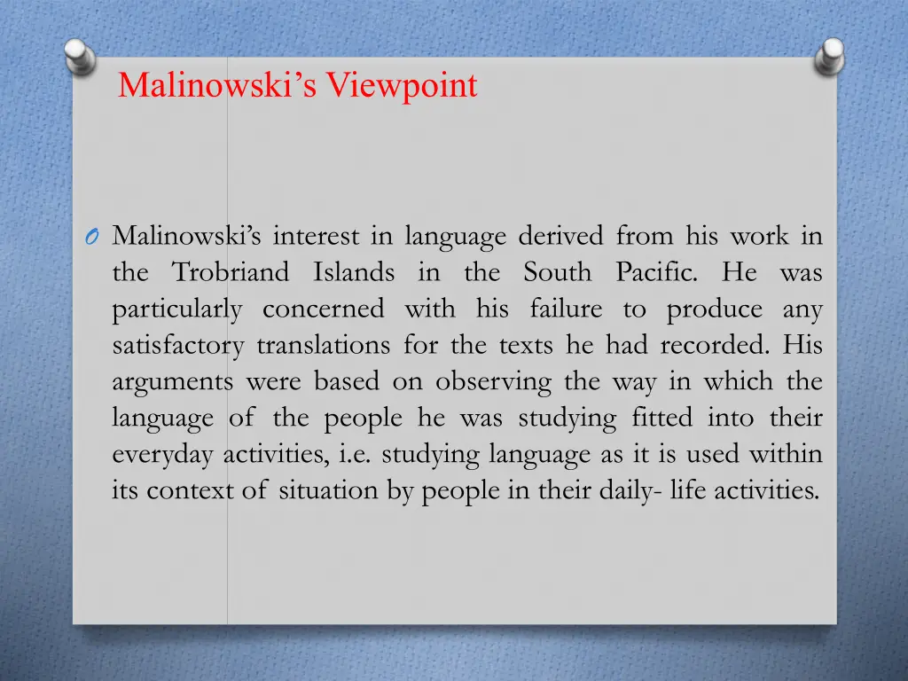 malinowski s viewpoint