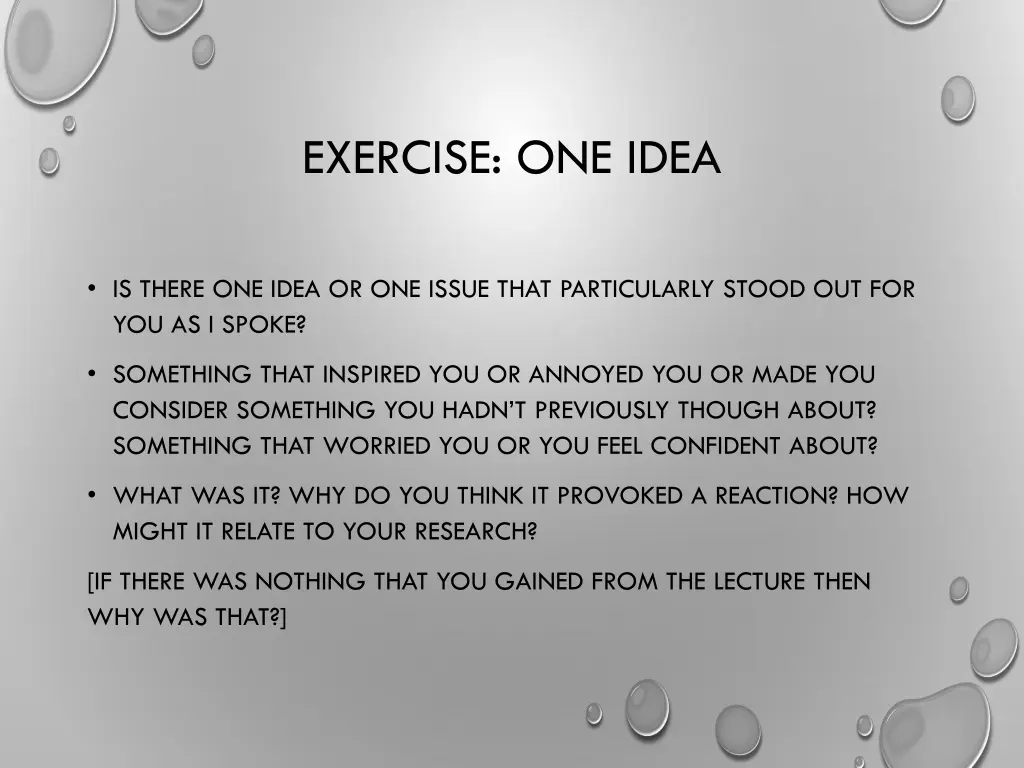 exercise one idea