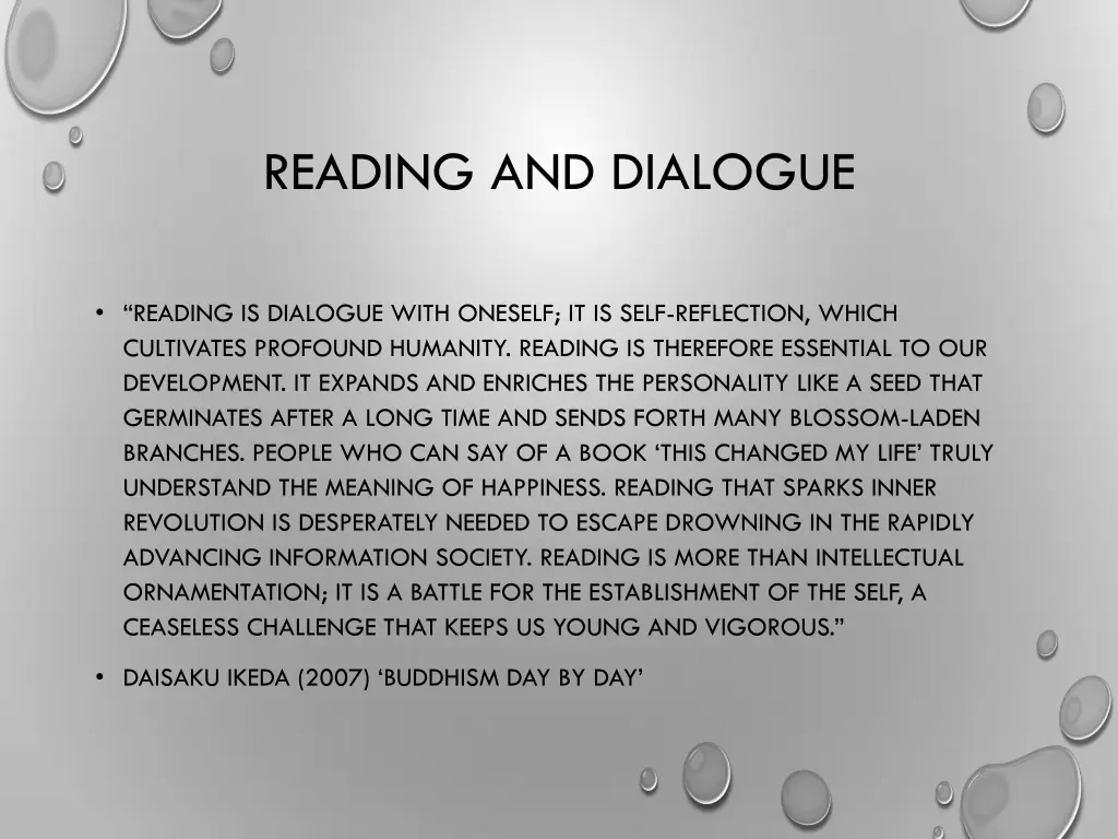 reading and dialogue