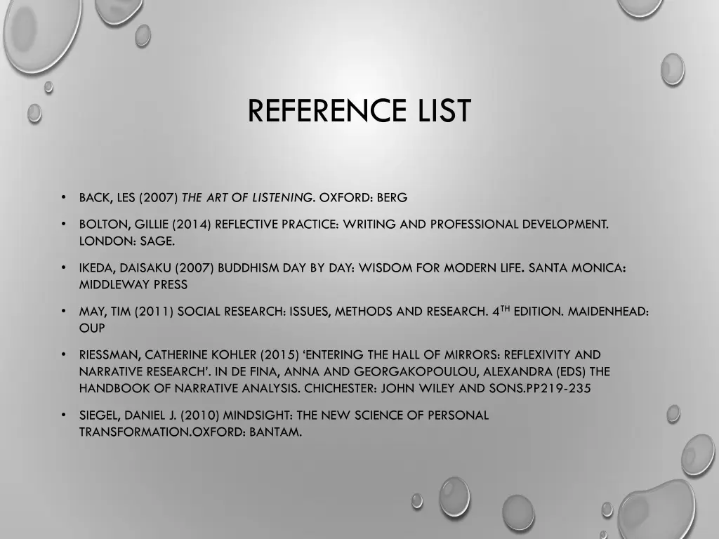 reference list