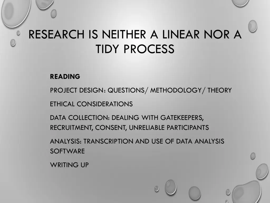research is neither a linear nor a tidy process