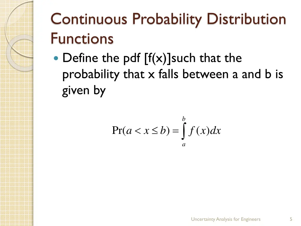 continuous probability distribution functions