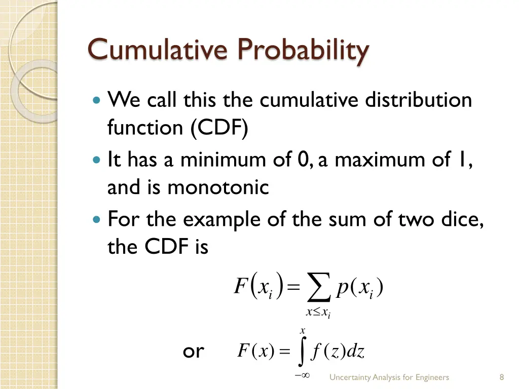 cumulative probability 2