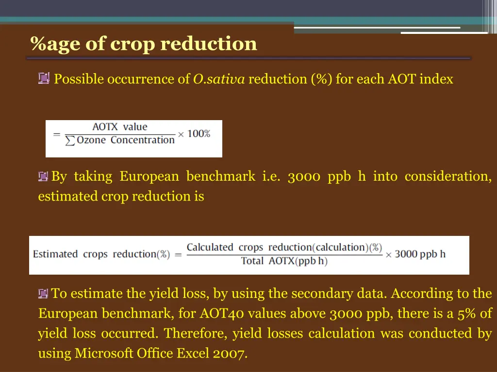 age of crop reduction
