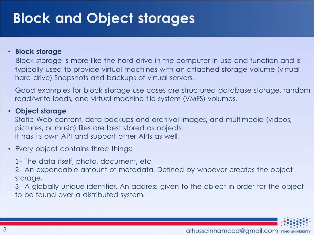 block and object storages