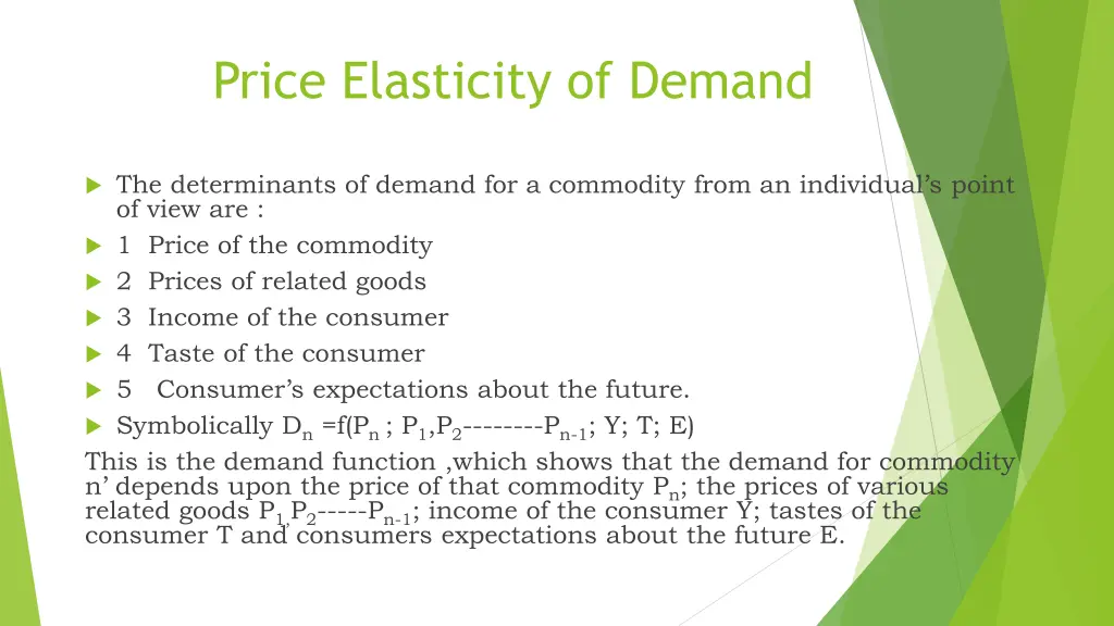 price elasticity of demand