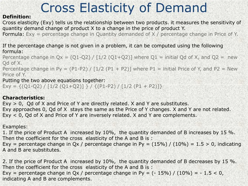 cross elasticity of demand