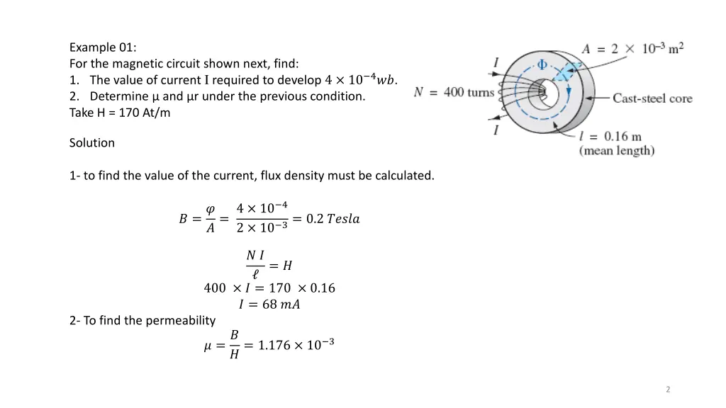 example 01 for the magnetic circuit shown next