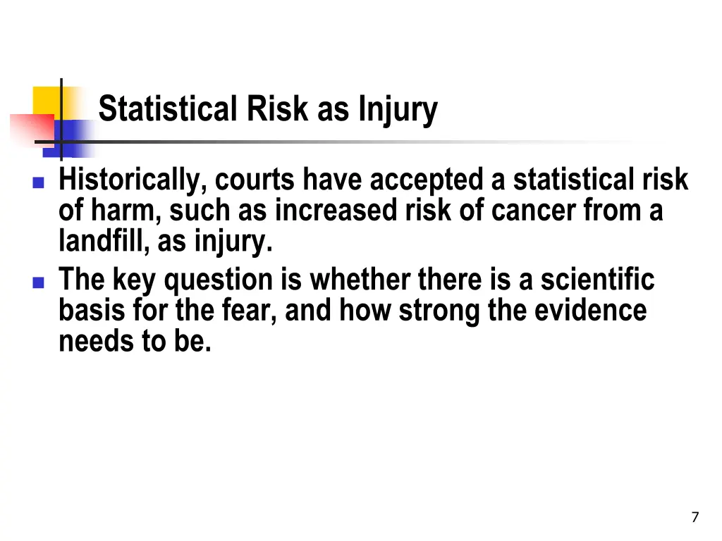 statistical risk as injury