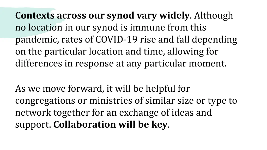contexts across our synod vary widely although
