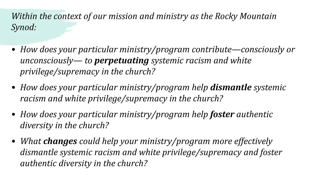within the context of our mission and ministry