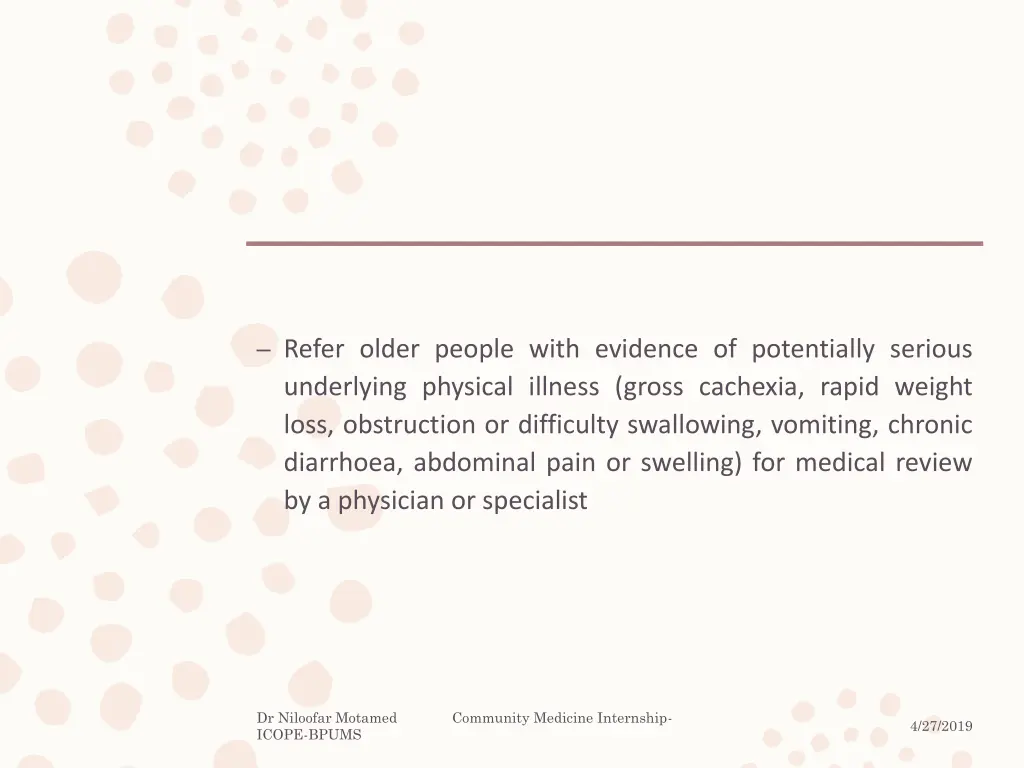 refer older people with evidence of potentially