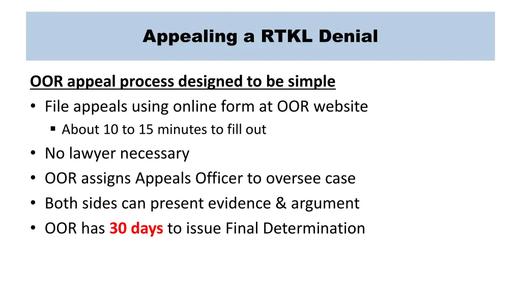 appealing a rtkl denial 1