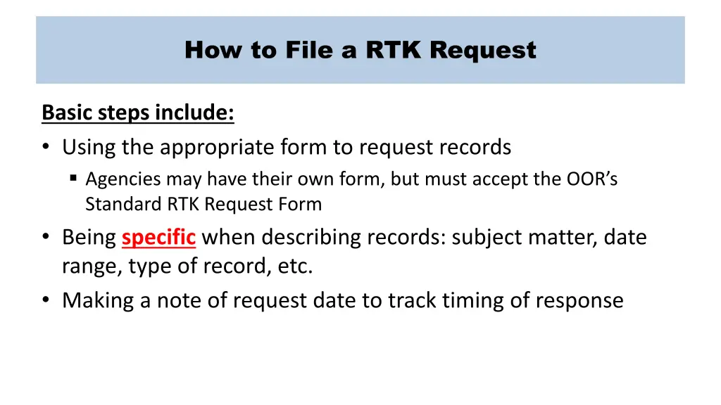 how to file a rtk request 1