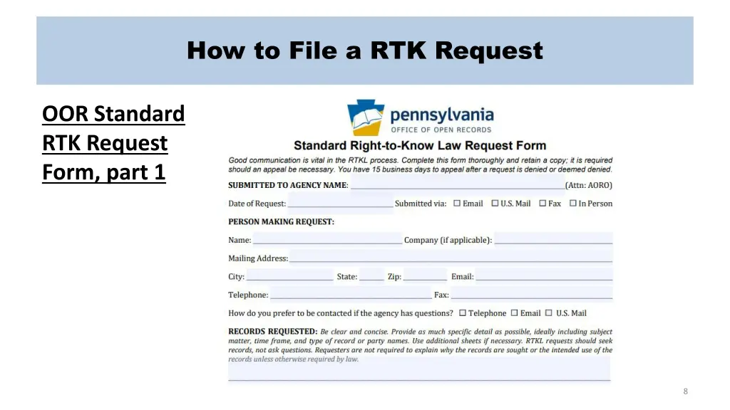 how to file a rtk request 2