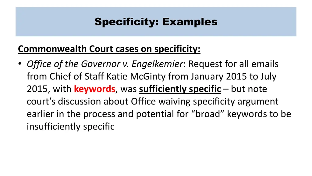 specificity examples 2