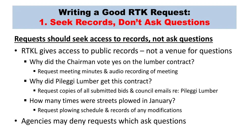 writing a good rtk request 1 seek records