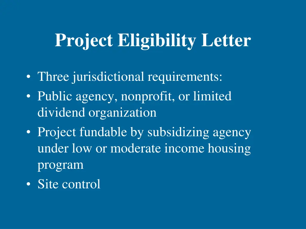 project eligibility letter
