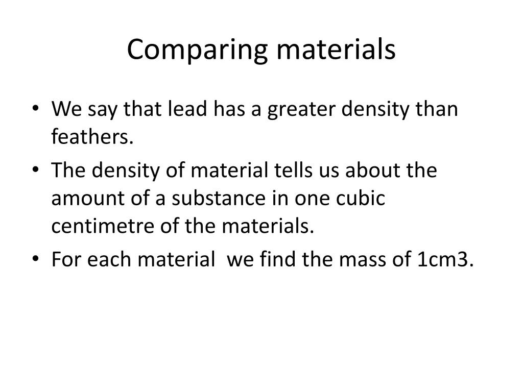 comparing materials