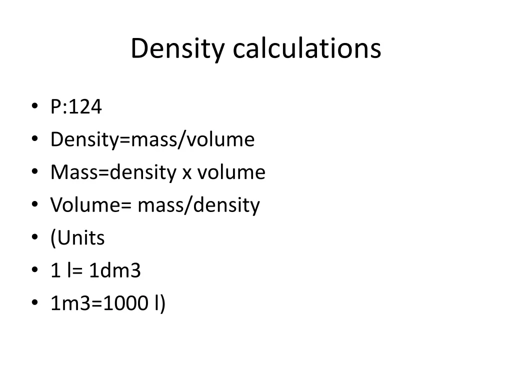 density calculations