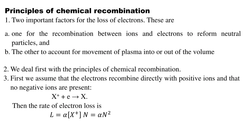 principles of chemical recombination