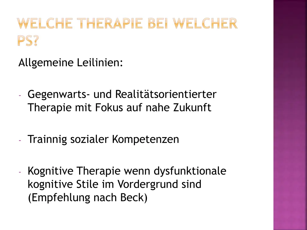 welche therapie bei welcher ps 1