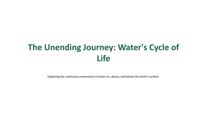 the unending journey water s cycle of life