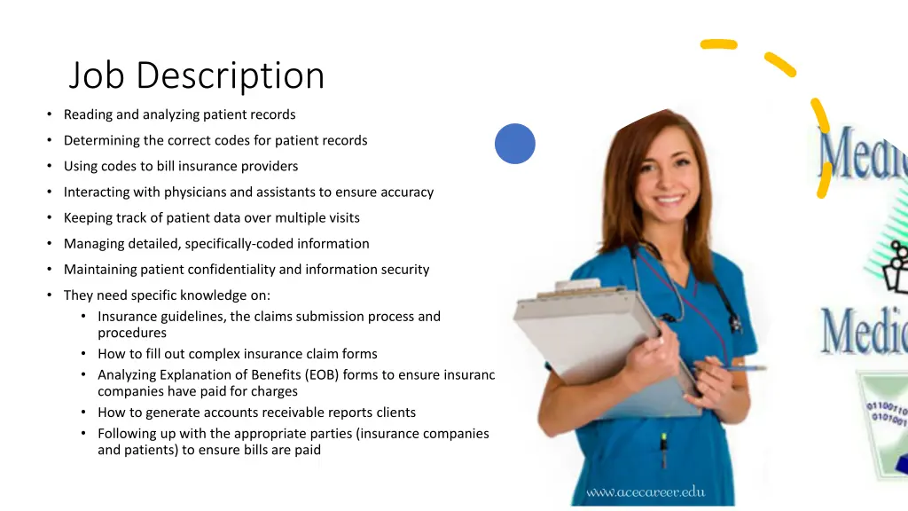 job description reading and analyzing patient