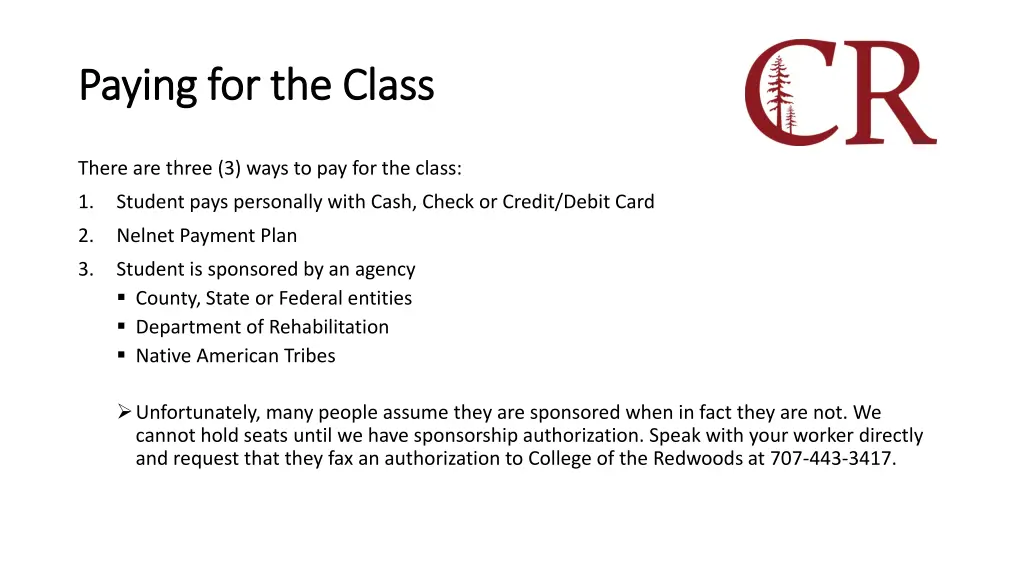 paying for the class paying for the class