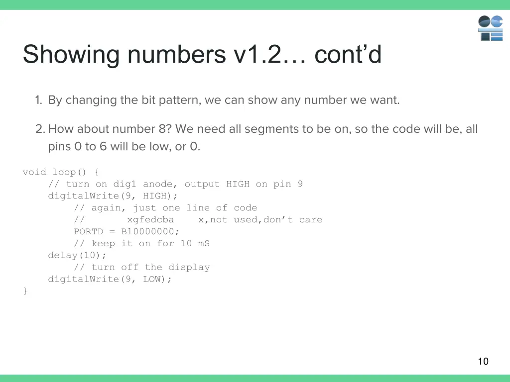 showing numbers v1 2 cont d