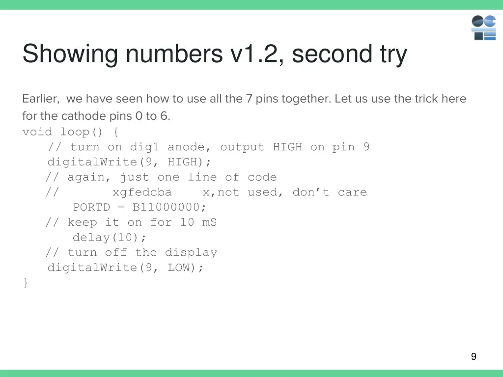showing numbers v1 2 second try