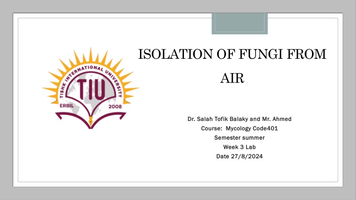 isolation of fungi from