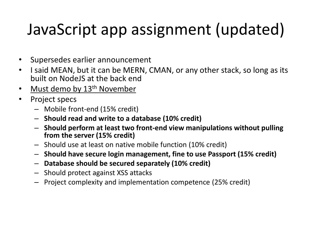 javascript app assignment updated