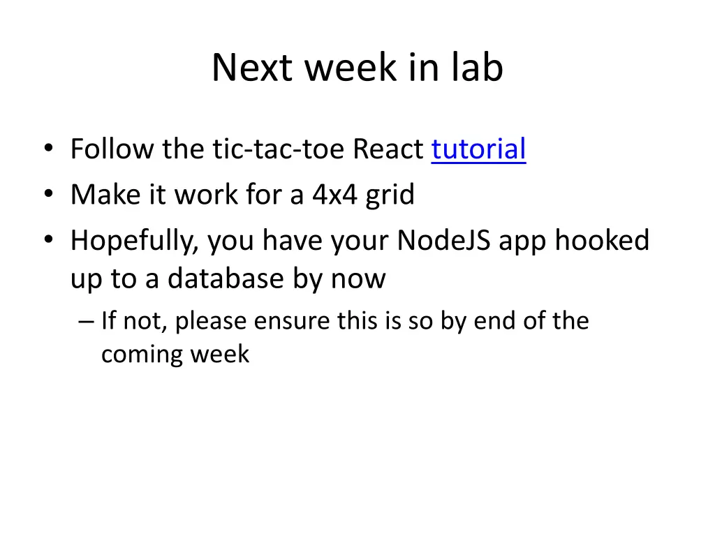 next week in lab