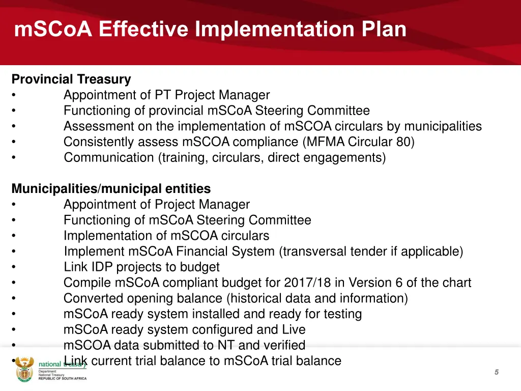 mscoa effective implementation plan