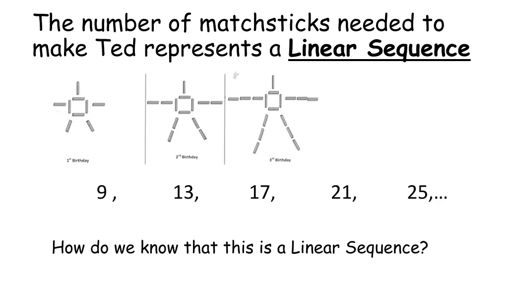 the number of matchsticks needed to make 1