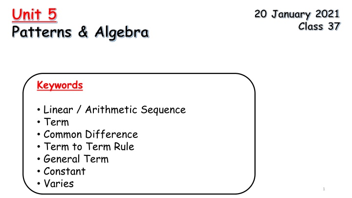 unit 5 patterns algebra