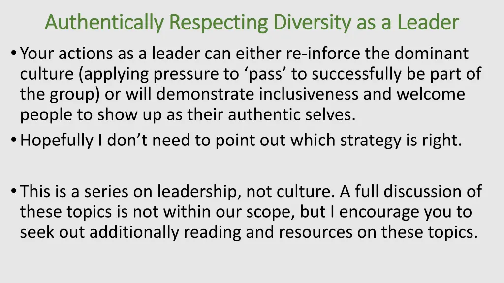 authentically respecting diversity as a leader