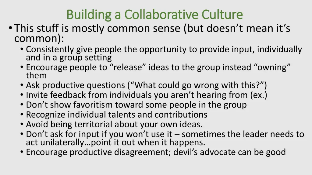 building a collaborative culture building