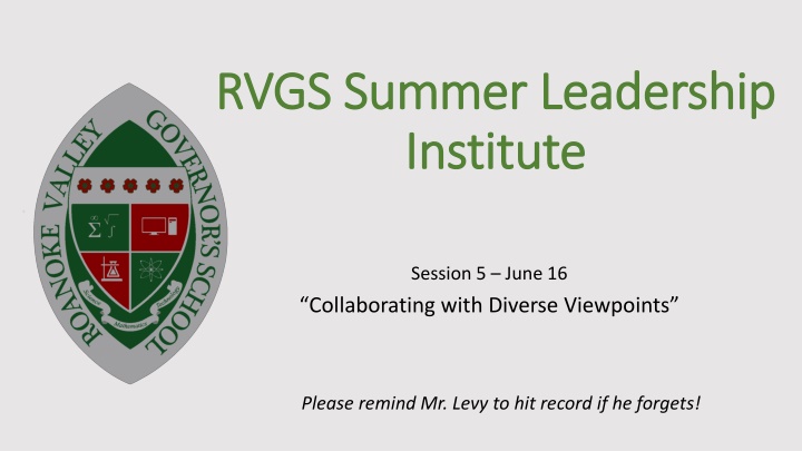 rvgs summer leadership rvgs summer leadership