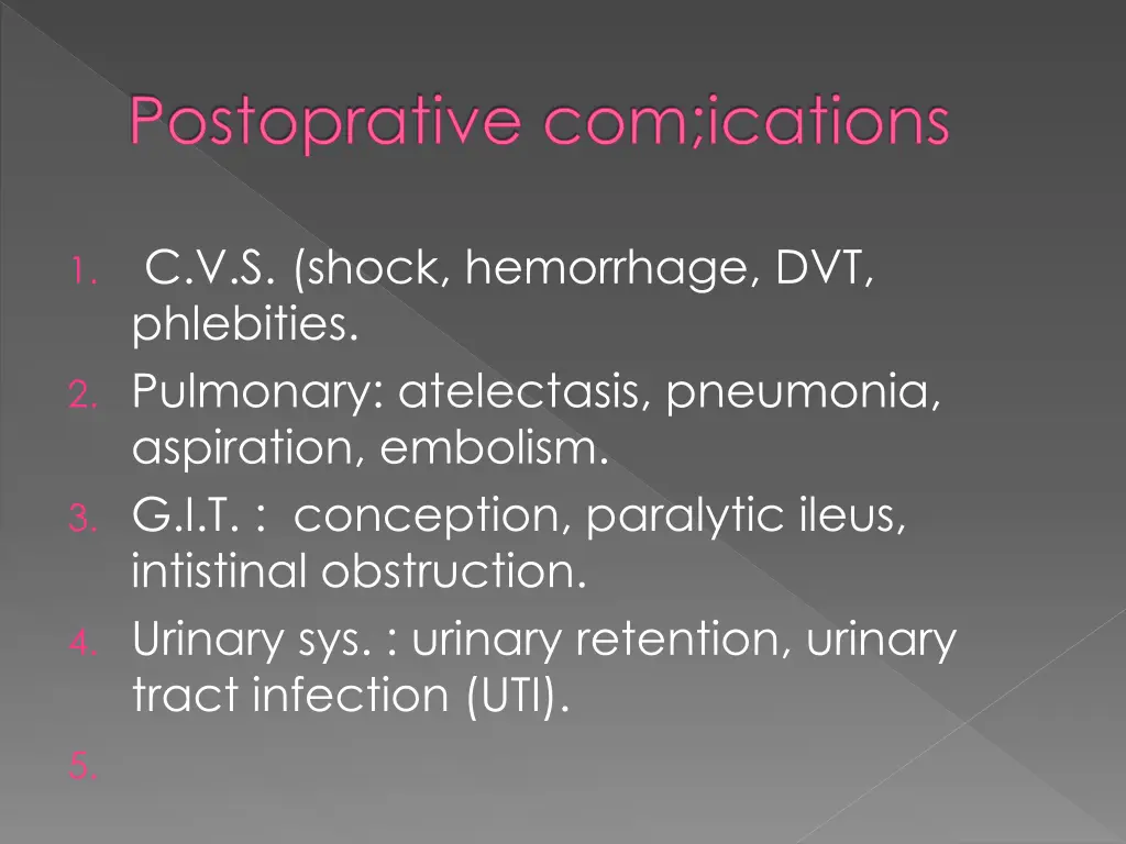 postoprative com ications