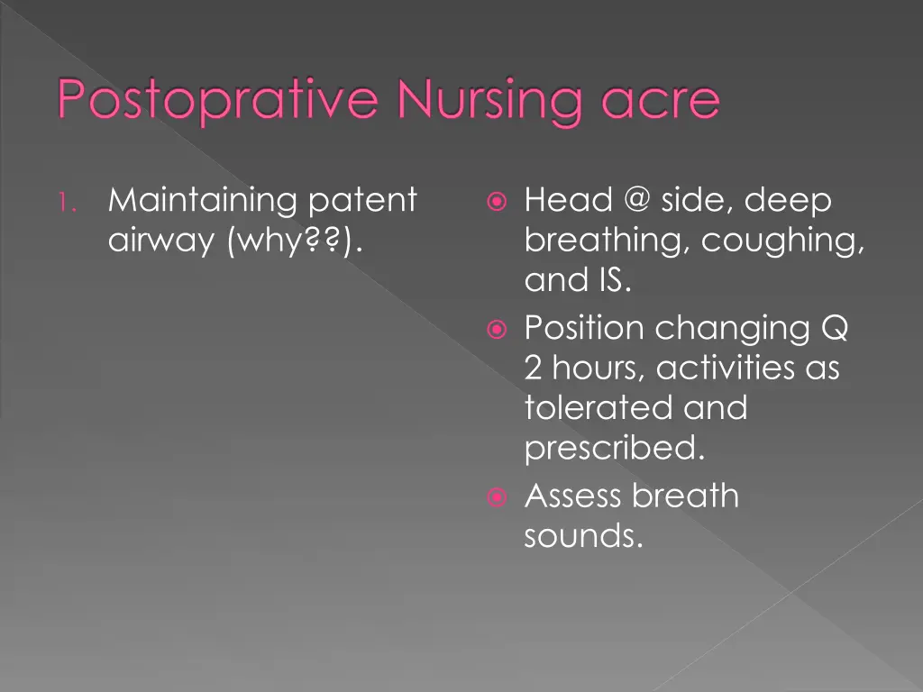 postoprative nursing acre