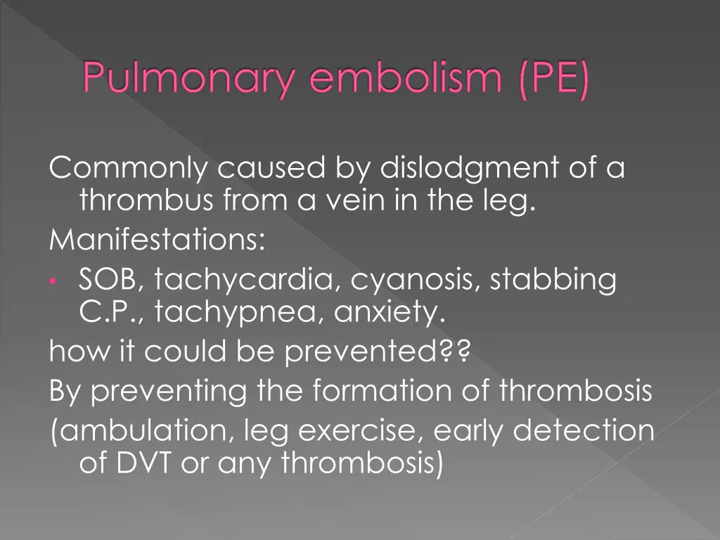 pulmonary embolism pe